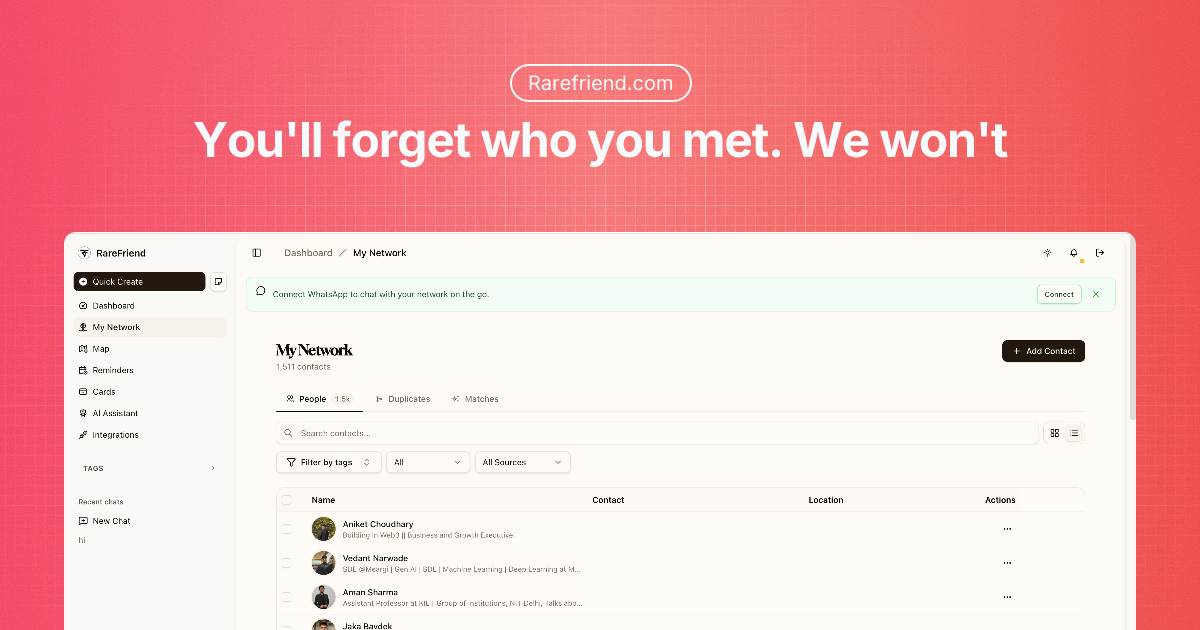 RareFriend – Never forget the people who matter
